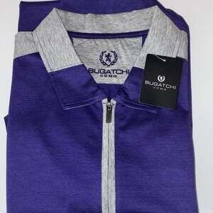 Bugatchi Men's Purple and Gray 1/4 Zip Golf Polo NWT